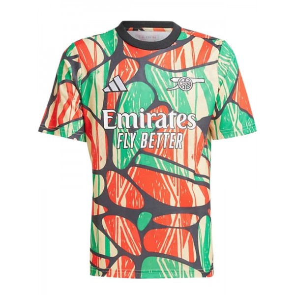 Arsenal maillot d'entraînement d'avant-match uniforme de football kit de football vert orange pour hommes hauts chemise de sport 2024-2025